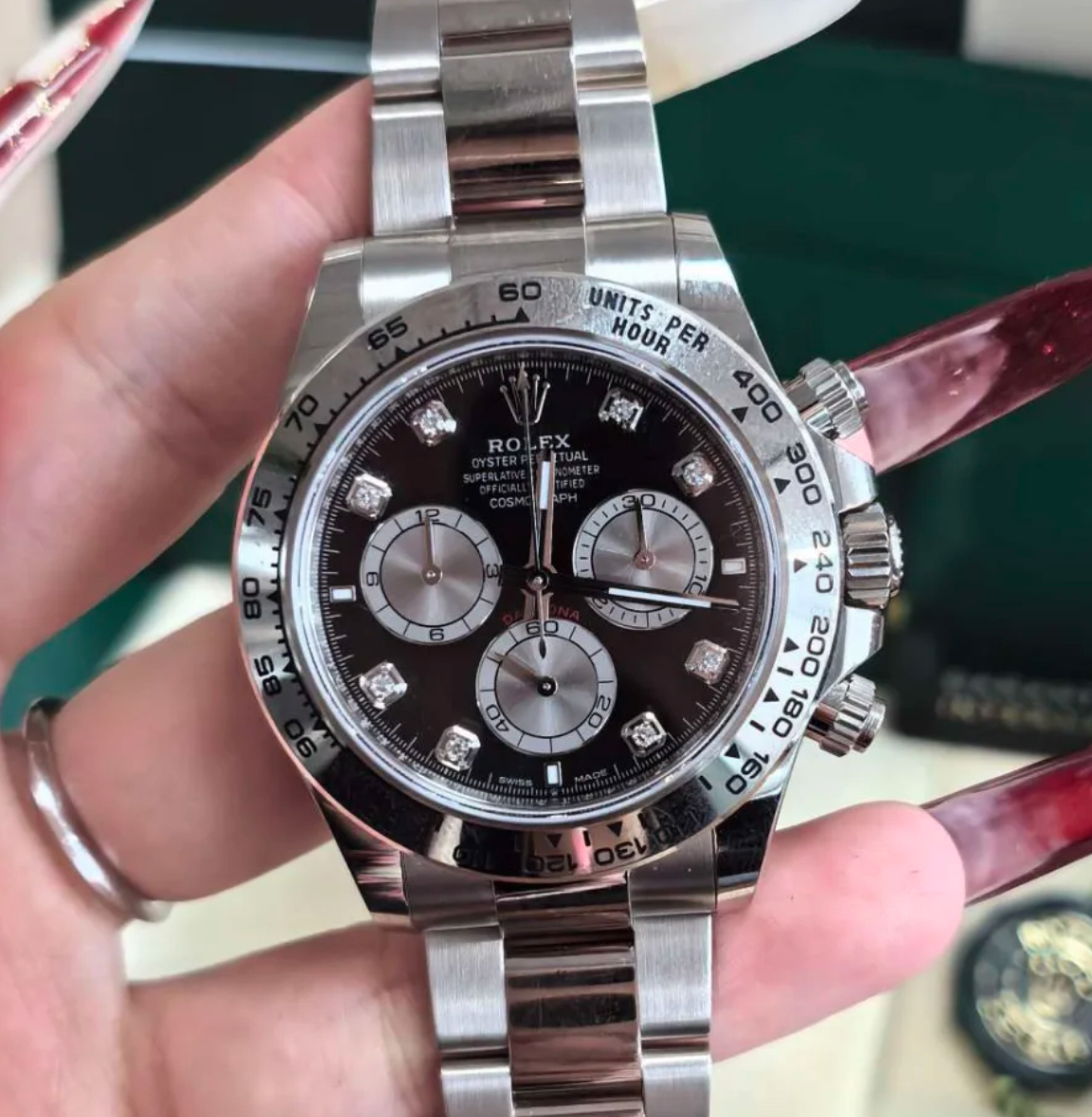 Dazzling watch on wrist